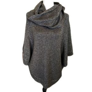 CAbi #4247 shimmer poncho, gray & silver metallic, detached cowl neck incl. S